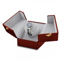 Women's Burlwood Gloss Finish Velveteen Lining Single Watch Winder