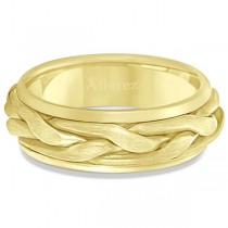 Men's Handwoven Braided Wide Band Wedding Ring 18k Yellow Gold (8.5mm)
