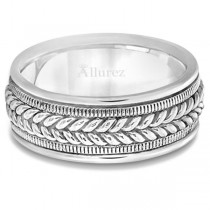 Woven Milgrain Edge Wedding Band For Men Palladium (8mm)