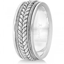 Woven Milgrain Edge Wedding Band For Men Palladium (8mm)