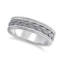 Men's Hand Braided Woven Wedding Band Palladium (6mm)