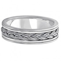 Men's Hand Braided Woven Wedding Band Palladium (6mm)