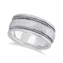 Men's Fancy Satin Finish Carved Wedding Band Palladium (8.5mm)