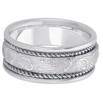 Men's Fancy Satin Finish Carved Wedding Band Palladium (8.5mm)