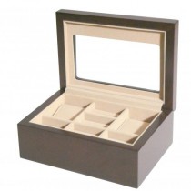 Dual Watch & Five Cufflinks Box in Walnut Wood