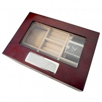 Dual Watch & Five Cufflinks Box in Walnut Wood