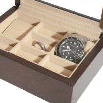 Dual Watch & Five Cufflinks Box in Walnut Wood