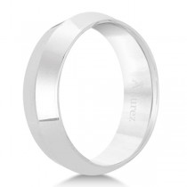 Knife Edge Wedding Ring Band Comfort-Fit 18k White Gold (6mm)