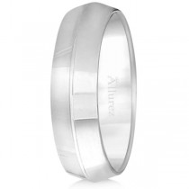 Knife Edge Wedding Ring Band Comfort-Fit 18k White Gold (6mm)