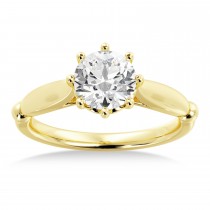 Crown Solitaire Engagement Ring 14k Yellow Gold