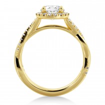 Twisted Diamond Halo Engagement Ring 18k Yellow Gold (0.31ct)
