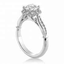 Tulip Diamond Halo Engagement Ring 14k White Gold (0.23ct)