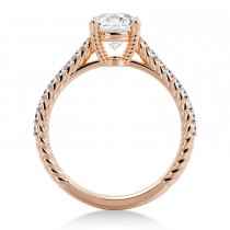 Lab Grown Rope Diamond Accented Engagement Ring 14k Rose Gold (0.23ct)