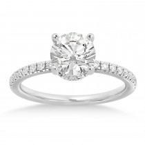 Diamond Pave' Hidden Halo Engagement Ring 18k White Gold (0.33ct)