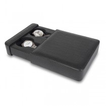 Rapport London Double Watch Slipcase, Crocodile Pattern Black Leather