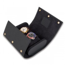 Rapport London Two Watch Storage Roll in Matte Black Rubber