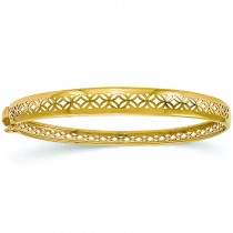 Polished Hinged Cut-Out Design Bangle Bracelet 14k Yellow Gold