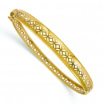 Polished Hinged Cut-Out Design Bangle Bracelet 14k Yellow Gold