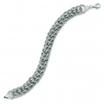 Polished & Textured Fancy Double Cable Link Bracelet 14k White Gold