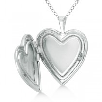 Heart Pendant Photo Locket w/ Love Engraving & Flower Sterling Silver