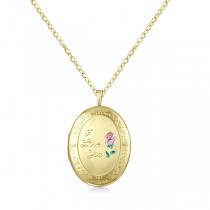 Oval Photo Locket Pendant w/ I Love You Engraving Gold Vermeil