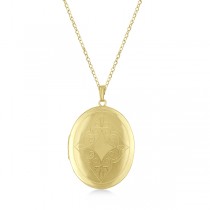 Oval Antique Pendant Locket w/ Milgrained Edge Vermeil