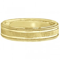 Carved Edged Milgrain Wedding Ring in 18k Yellow Gold (5mm)