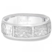 Men's Hammered Wedding Ring Wide Band Palladium (7mm)