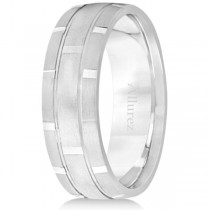 Contemporary Carved Mens Unique Wedding Ring Palladium (6mm)