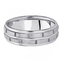 Men's Diamond Cut Carved Palladium Wedding Band (7mm)