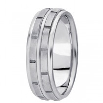 Men's Diamond Cut Carved Platinum Wedding Band (7mm)