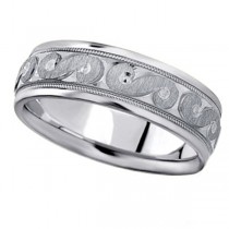 Men's Fancy Carved Palladium Wedding Band (7mm)