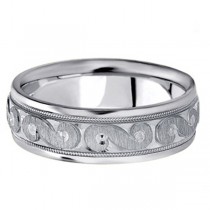 Men's Fancy Carved Palladium Wedding Band (7mm)