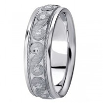 Men's Fancy Carved Palladium Wedding Band (7mm)