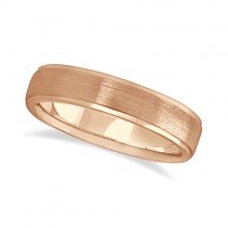 Men's Ridged Wedding Ring Band Satin Finish 14k Rose Gold (5mm)