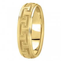 Men's Diamond Cut Carved Wedding Band in 18k Yellow Gold (5mm)