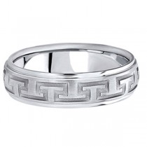 Men's Diamond Cut Carved Platinum Wedding Band (5mm)