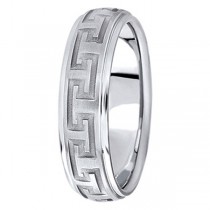 Men's Diamond Cut Carved Platinum Wedding Band (5mm)