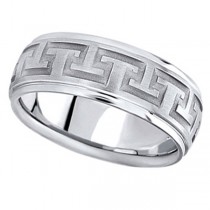 Men's Diamond Cut Carved Palladium Wedding Band (9mm)