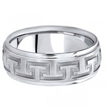 Men's Diamond Cut Carved Palladium Wedding Band (9mm)