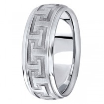 Men's Diamond Cut Carved Palladium Wedding Band (9mm)