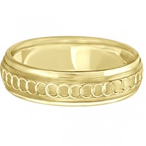 Infinity Wedding Ring For Men Fancy Carved 18k Yellow Gold (5mm)