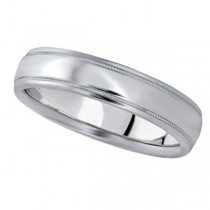 Men's Carved Wedding Band in 14k White Gold (5mm)