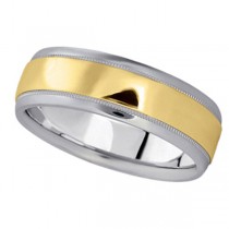 Men's Carved Two-Tone Wedding Band (7mm)