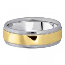 Men's Carved Two-Tone Wedding Band (7mm)