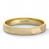 Carved Hammered Finish Wedding Ring Band 18k Yellow Gold (3mm)