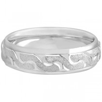 Men's Diamond Cut Carved Wedding Band in 14k White Gold (6mm)