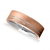 Two Tone Mens Wedding Band Ring 14K Gold
