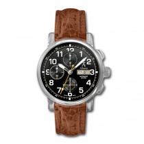 Allurez Mens Swiss-made Auto-Mechanical Brown Crocodile Skin Timepiece
