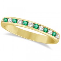 Channel-Set Emerald & Diamond Ring Band 14k Yellow Gold (0.40ct)